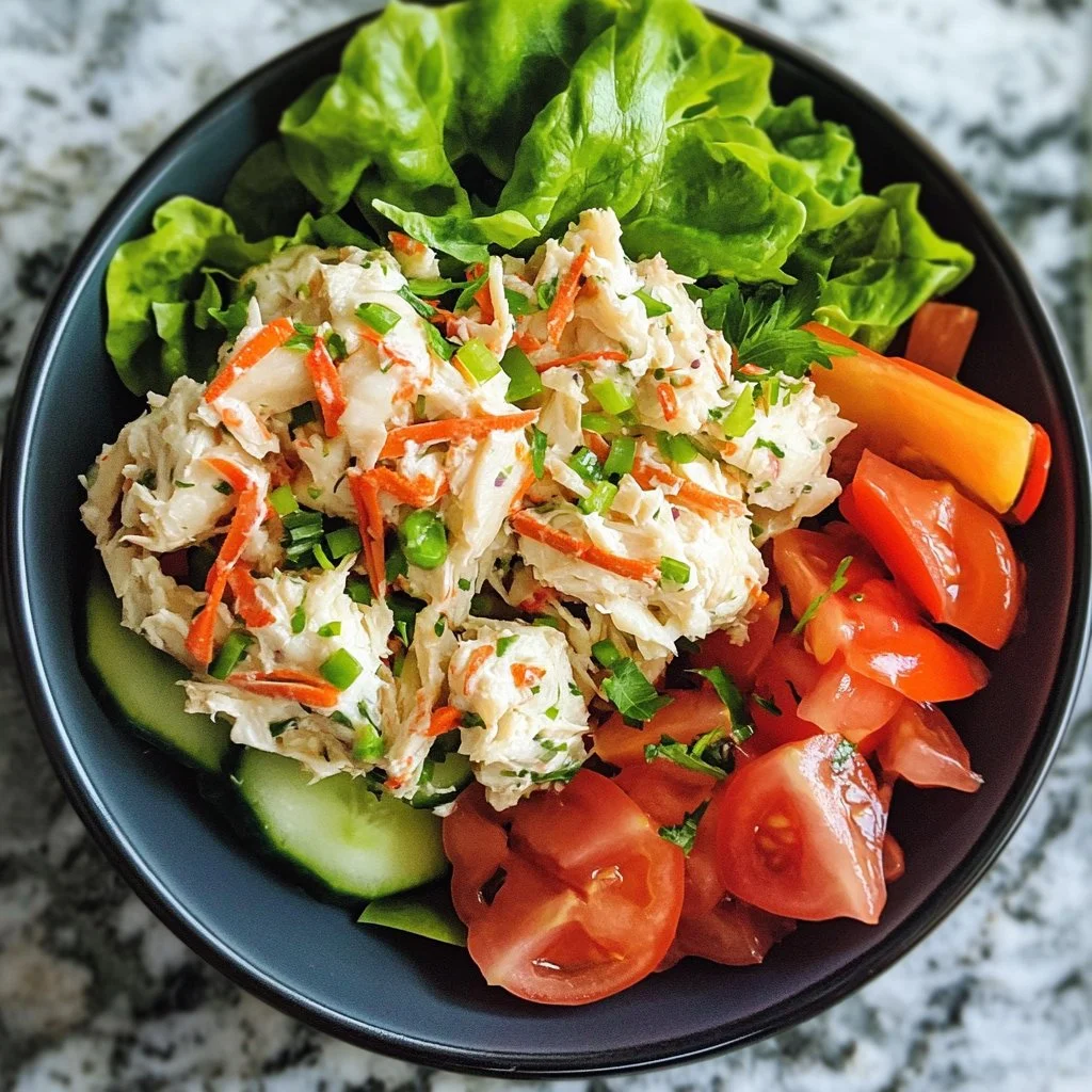 Delicious Chesapeake Crab Salad garnished with fresh herbs and served in a bowl.
