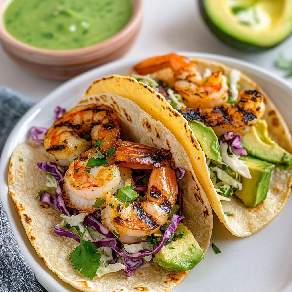 Delicious cilantro lime shrimp tacos with fresh ingredients and vibrant toppings.