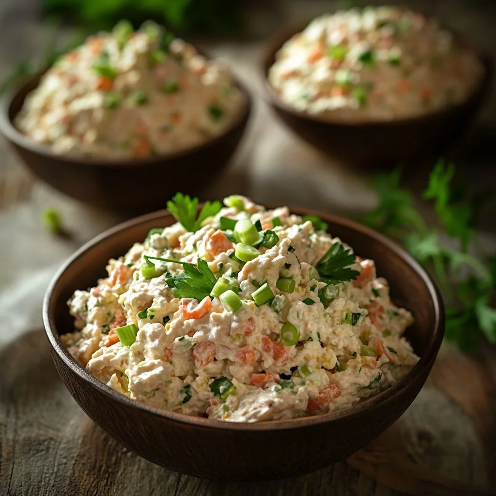 Cottage Cheese Tuna Salad with fresh ingredients in a bowl