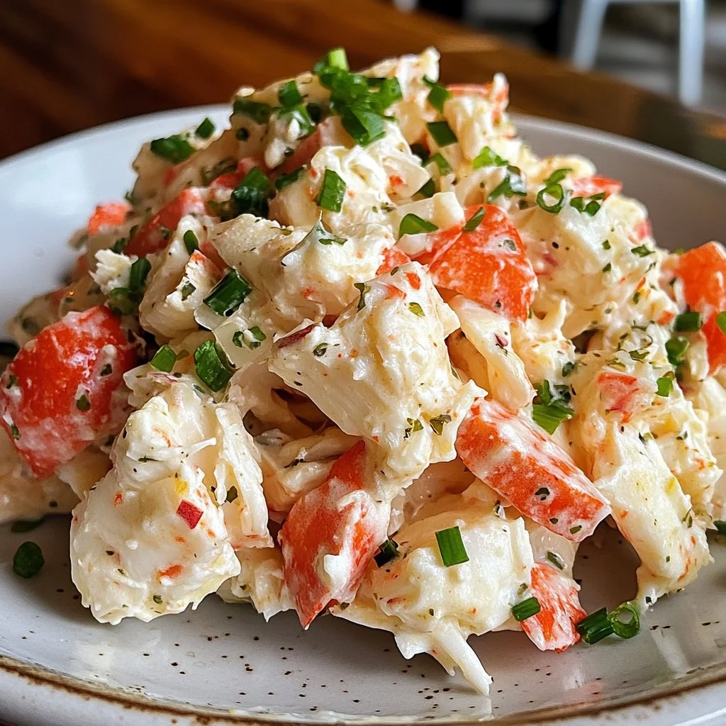 Delicious crab salad served in a bowl with fresh ingredients