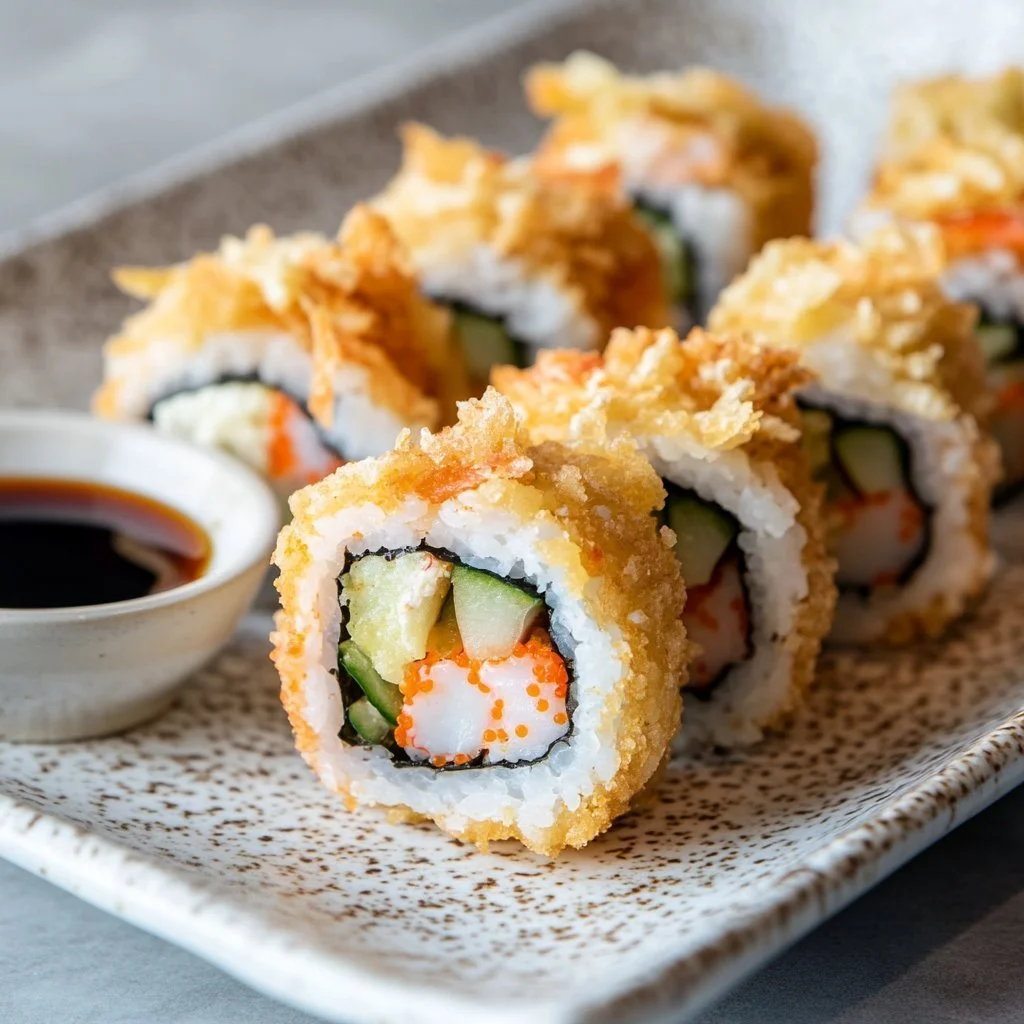 Delicious Crunchy Roll Sushi with fresh ingredients and a crispy texture.