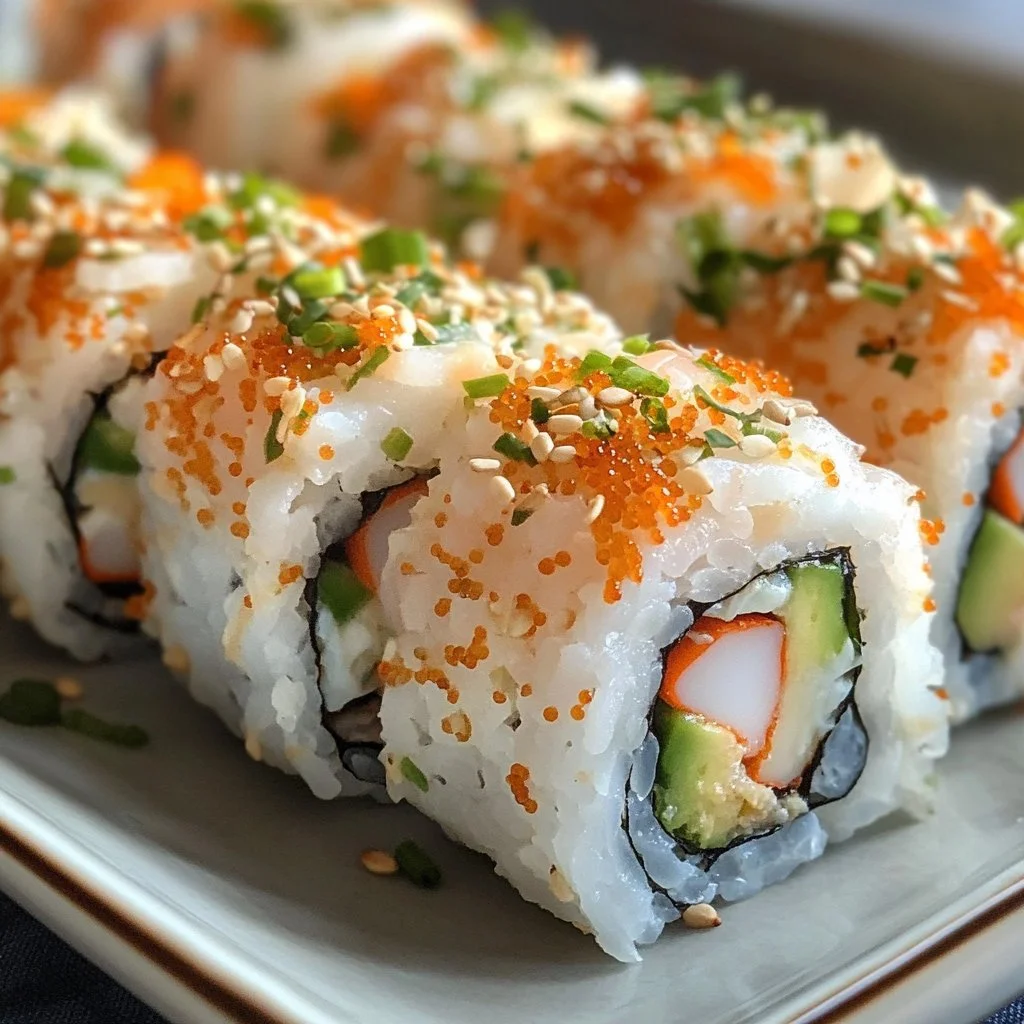Deconstructed California Roll Sushi Bake served in a dish with colorful ingredients