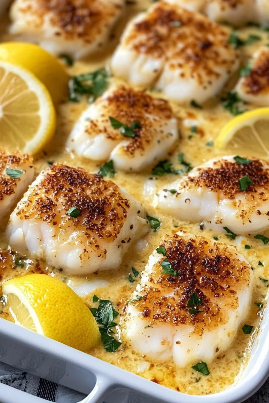 Baked Cod in Coconut Lemon Cream Sauce