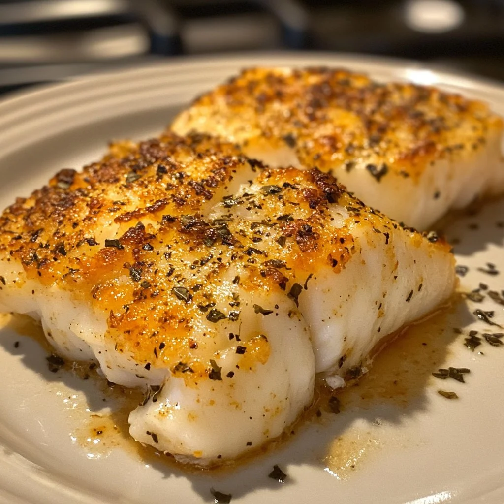 Delicious easy baked cod served with lemon and herbs