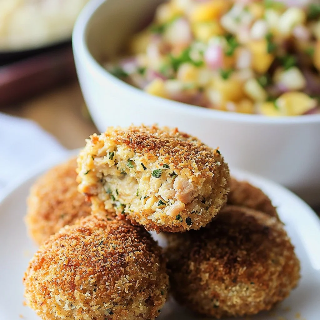 Delicious easy baked tuna croquettes ready to serve on a plate.
