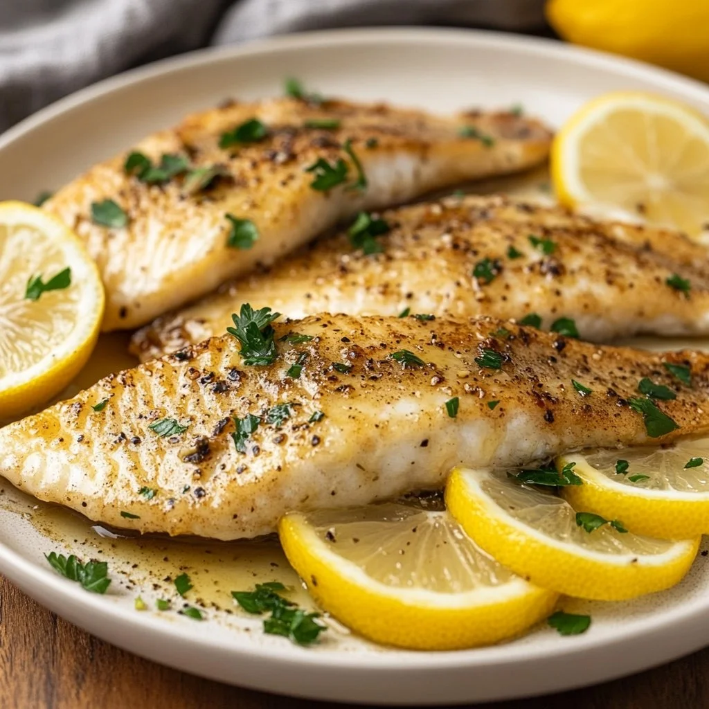 Delicious garlic butter oven baked tilapia on a plate
