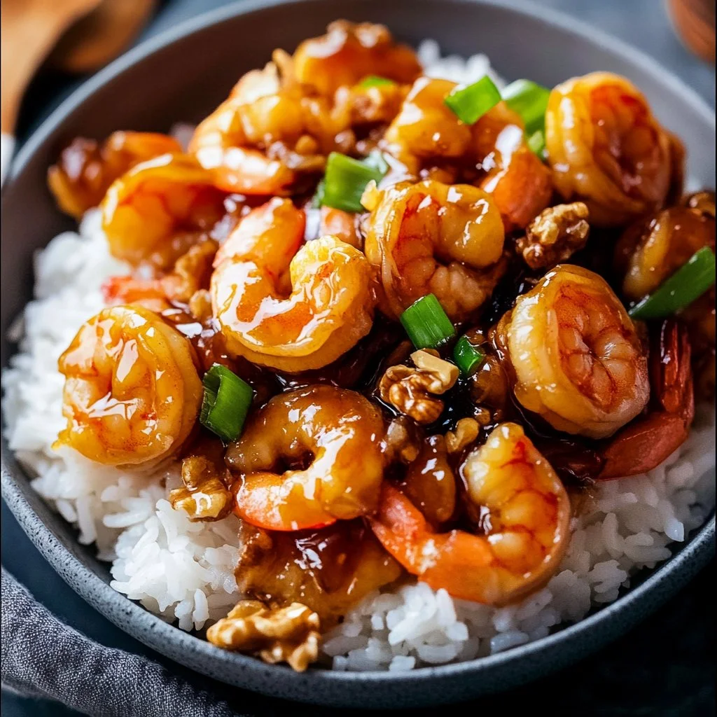 Delicious Honey Walnut Shrimp with walnuts and creamy sauce