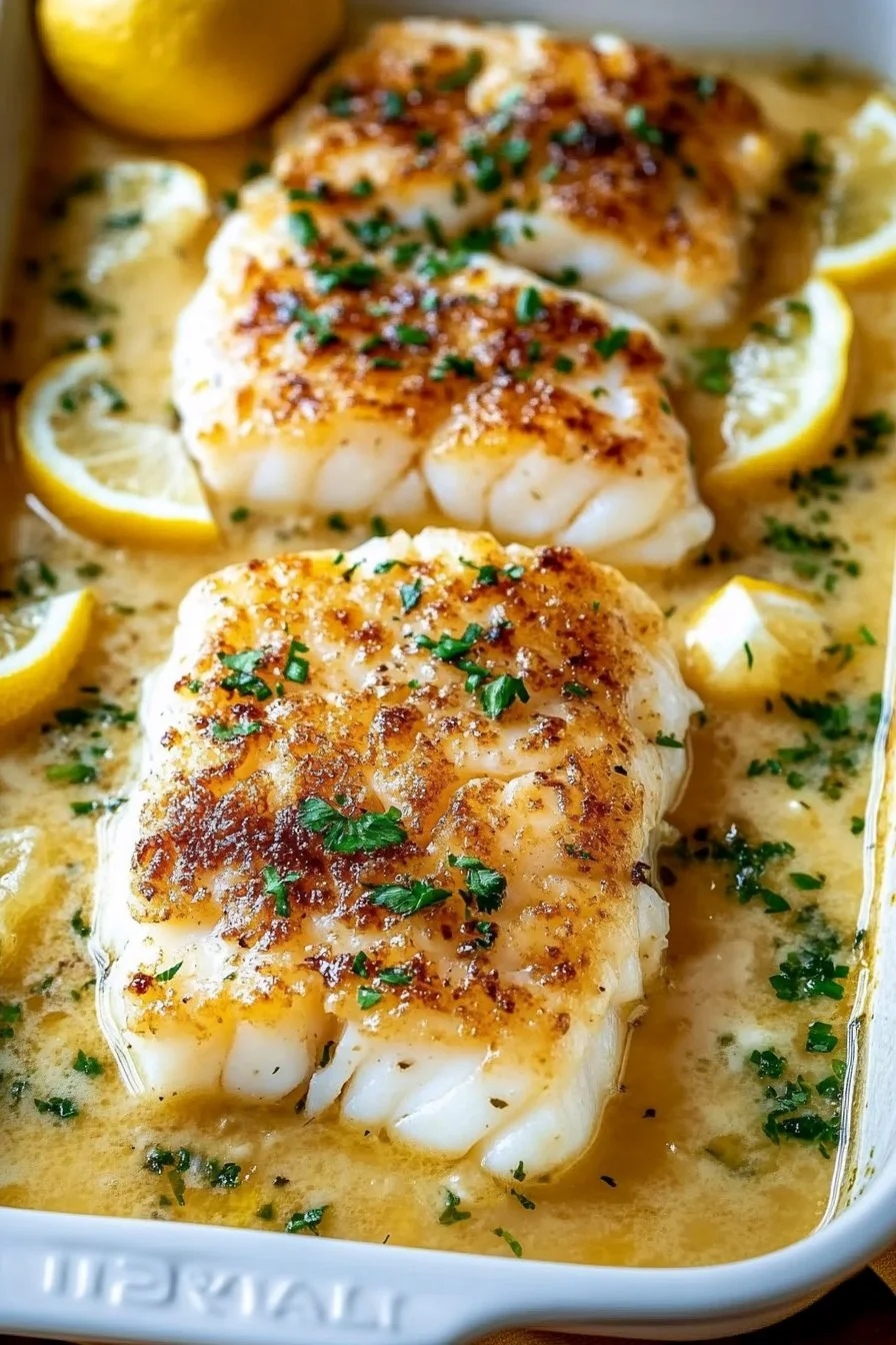 Baked Cod in Coconut Lemon Cream Sauce