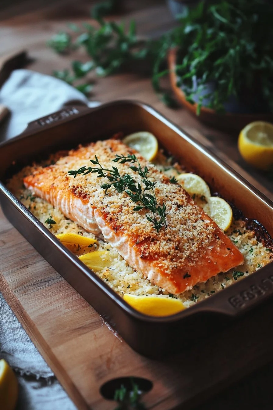 Crispy Parmesan Salmon Bake