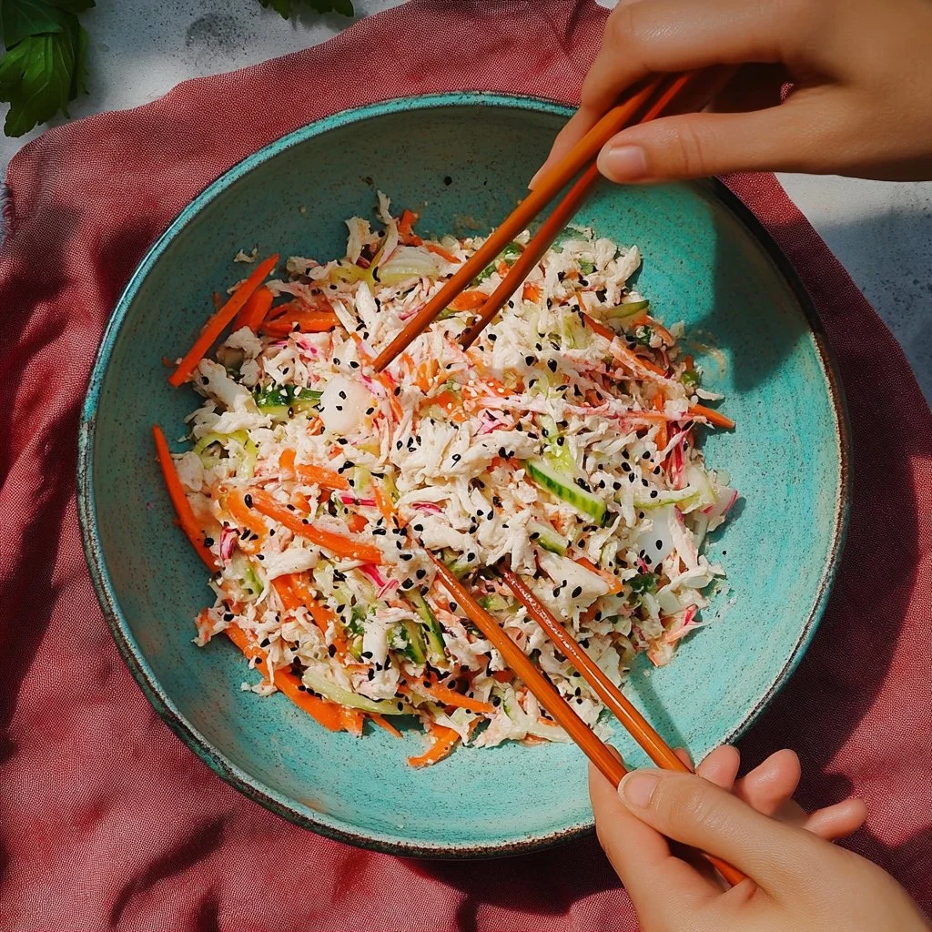 Japanese Crab Salad made with fresh crab meat and vegetables