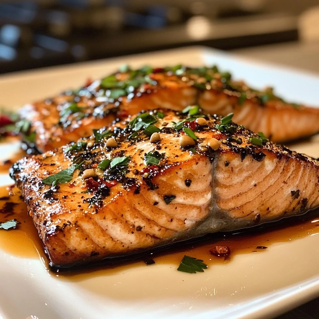 Delicious Marry Me Salmon dish garnished with herbs and lemon.