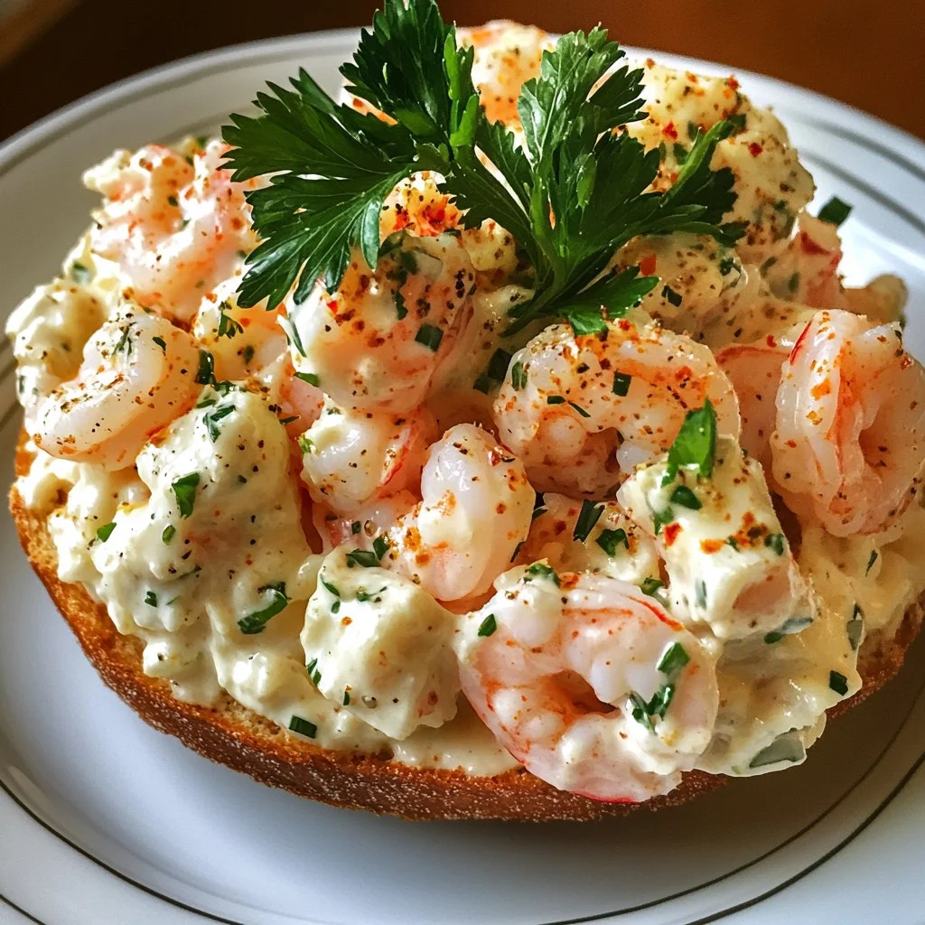 Delicious New York Deli shrimp salad served in a fresh bowl