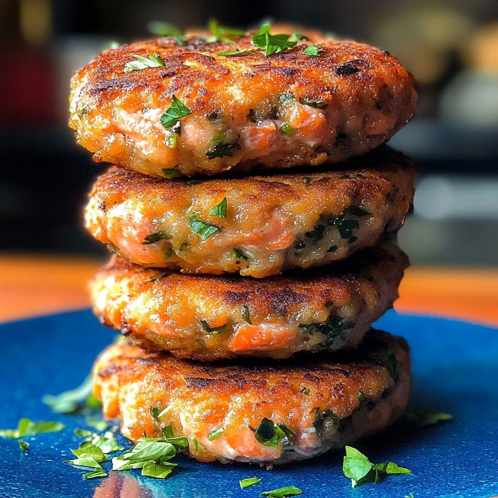 Delicious salmon patties served with homemade tartar sauce on a plate