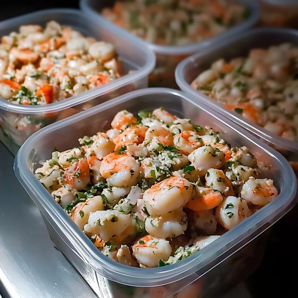 Fresh and colorful Seafood Salad with shrimp, crab, and vegetables.