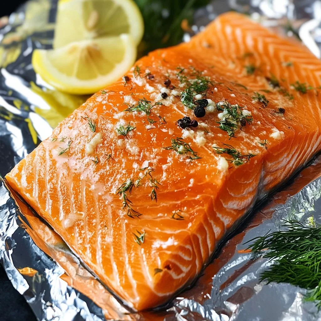 Delicious smoked salmon on a platter with garnishes