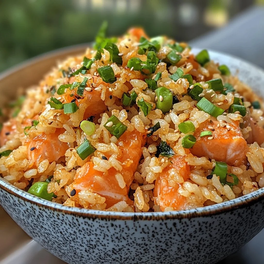 Spicy salmon crispy rice topped with avocado and sesame seeds