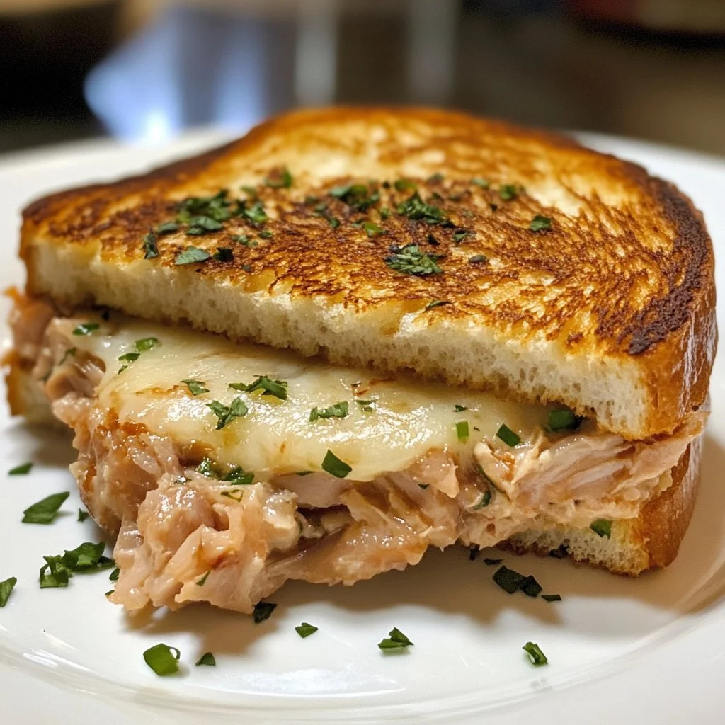 Delicious Tuna Melt sandwich with melted cheese and fresh ingredients