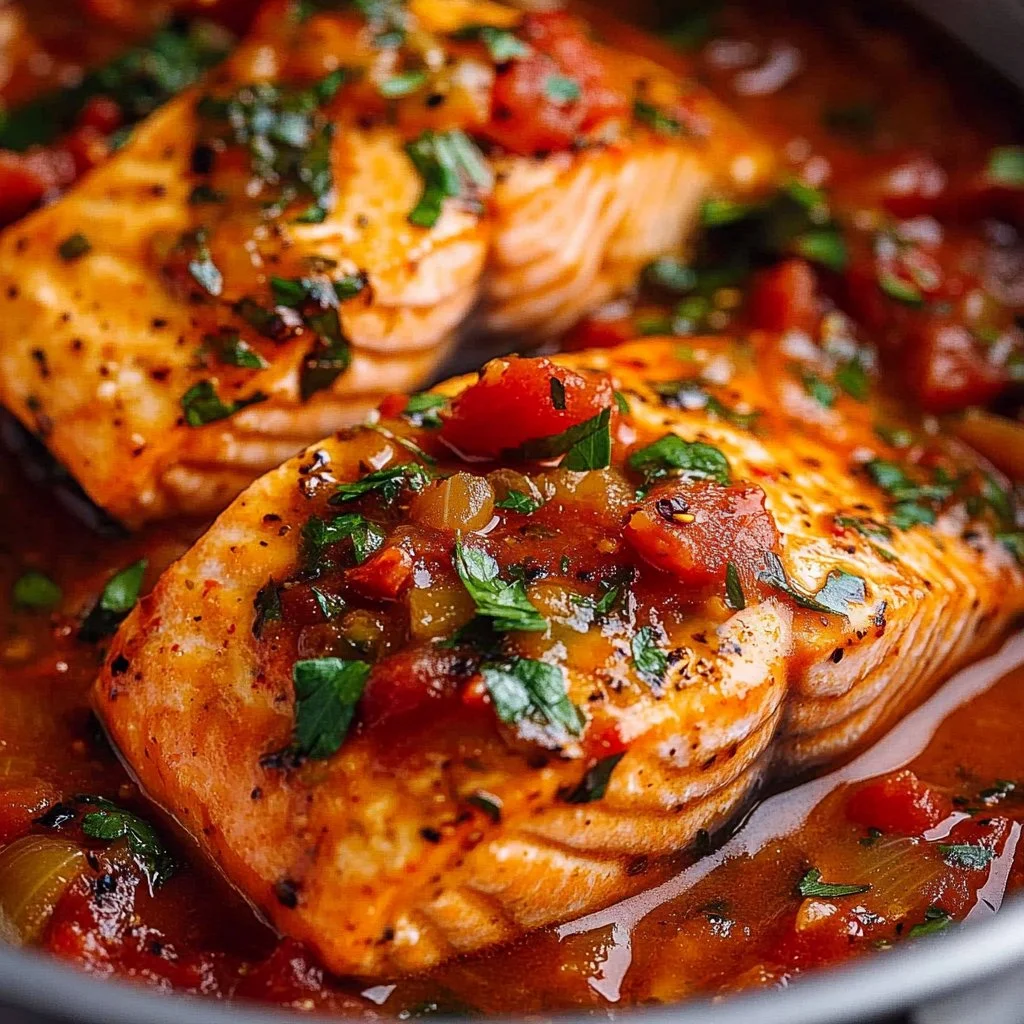 Delicious Tuscan Garlic Butter Salmon served with herbs and lemon.