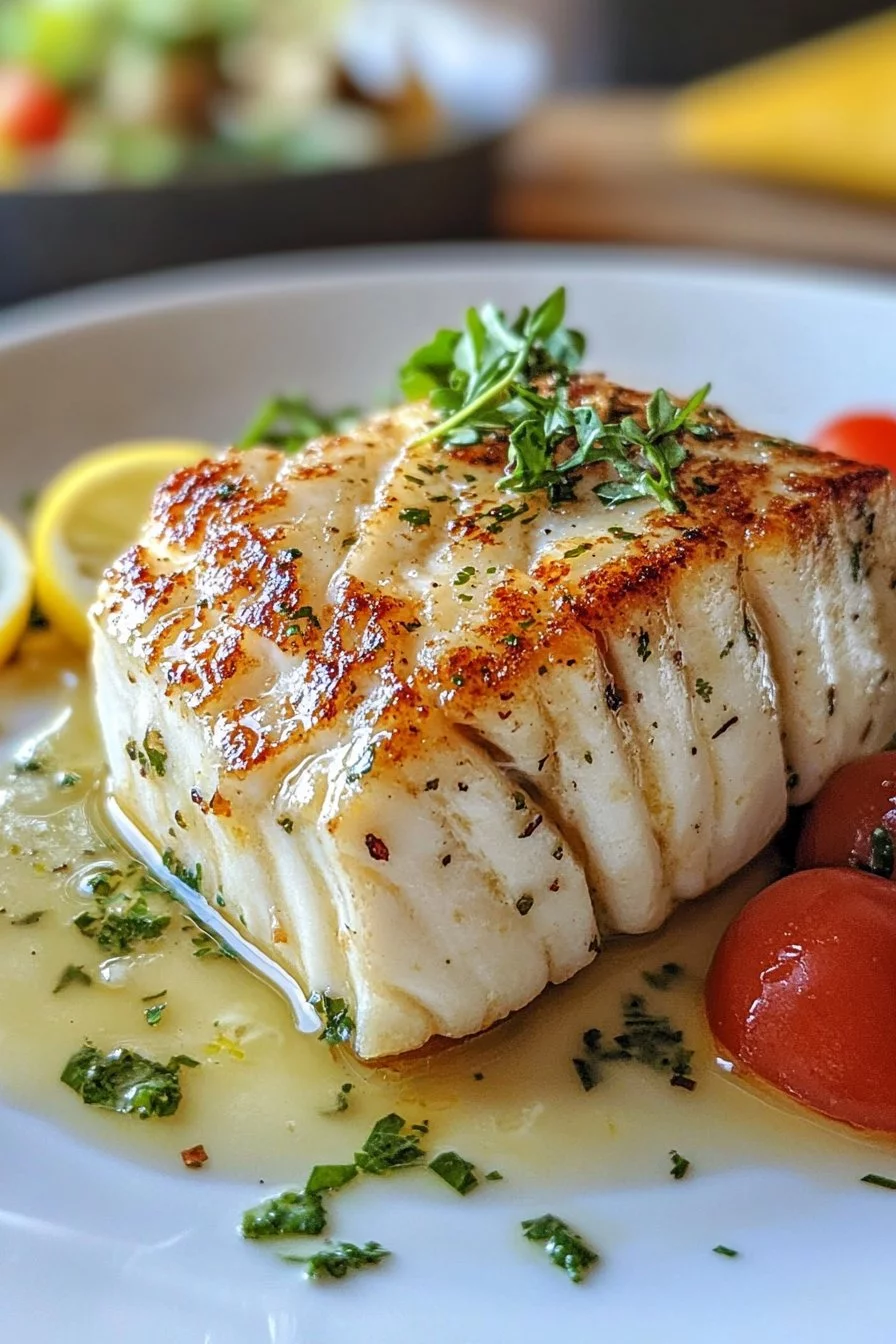 Juicy Halibut Oscar