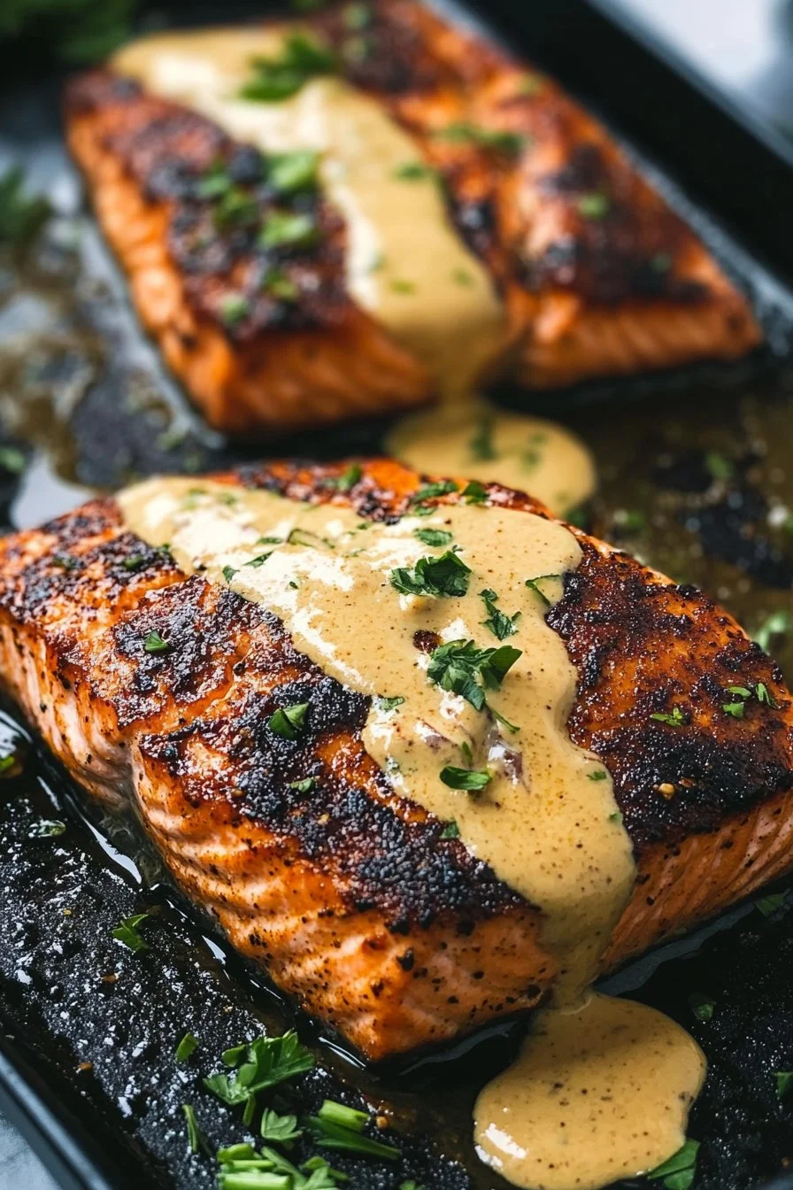 Blackened Salmon with Creamy Dijon Sauce