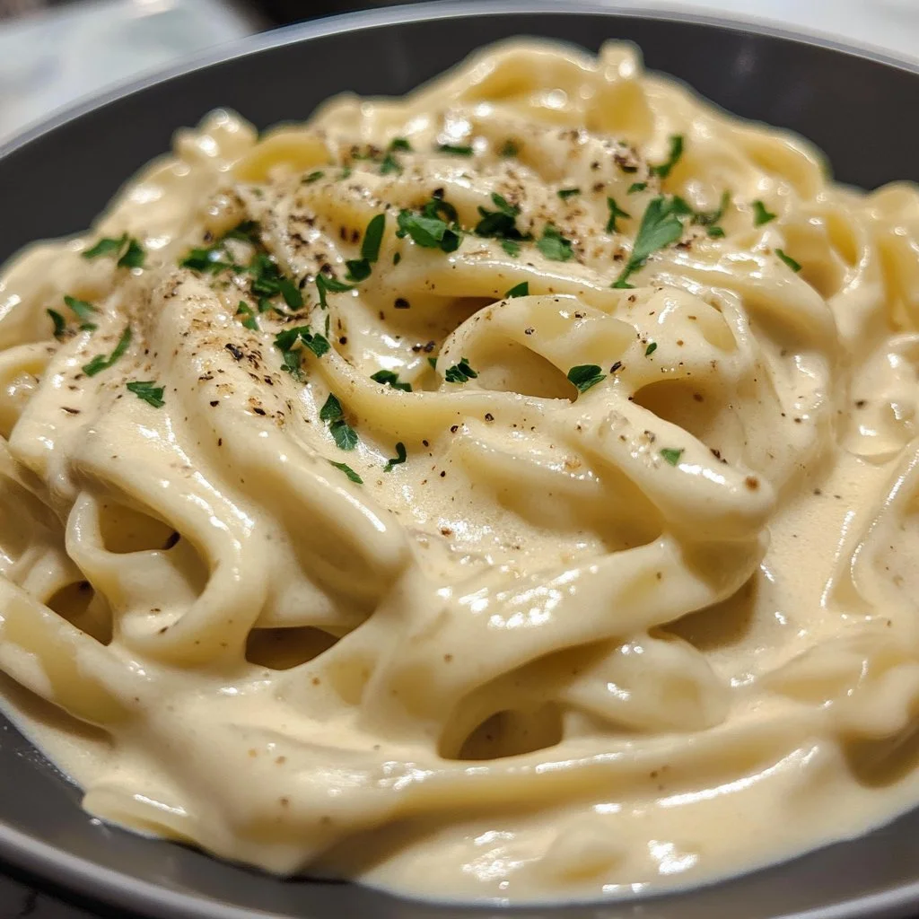 Cajun Alfredo sauce served over fettuccine with a sprinkle of parsley