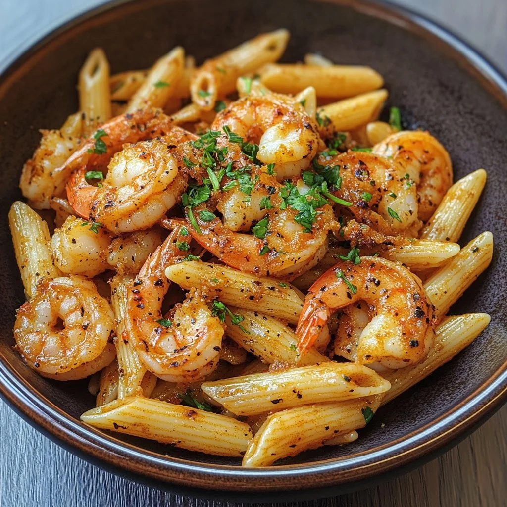 Cajun Shrimp Pasta with colorful shrimp and pasta in a creamy sauce