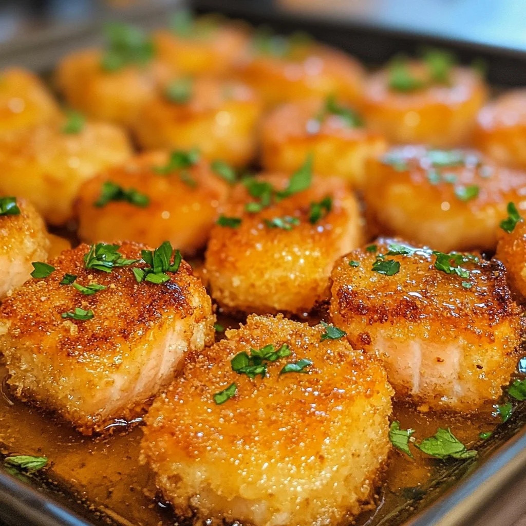 Crispy Bang Bang Salmon Bites served with dipping sauce