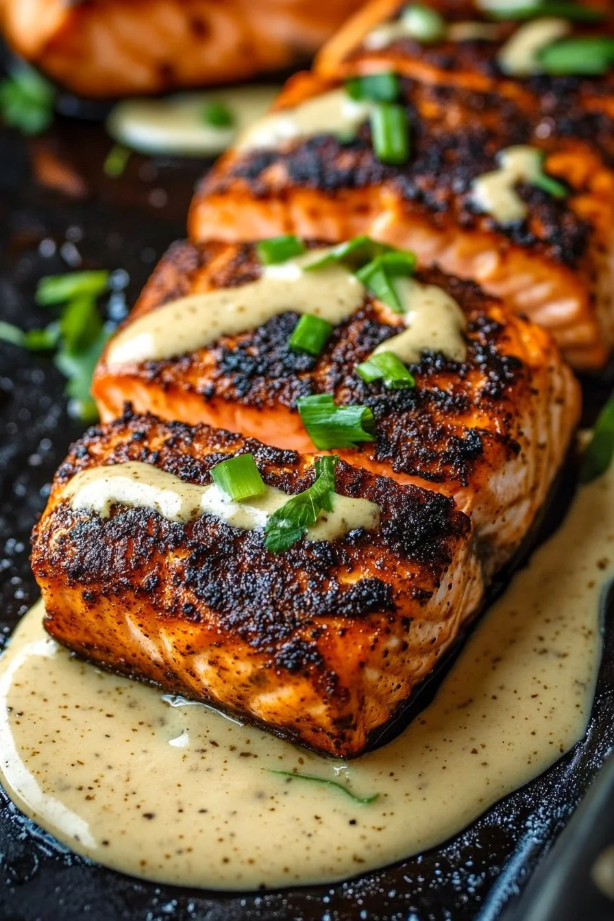Easy Blackened Salmon with Creamy Dijon Sauce