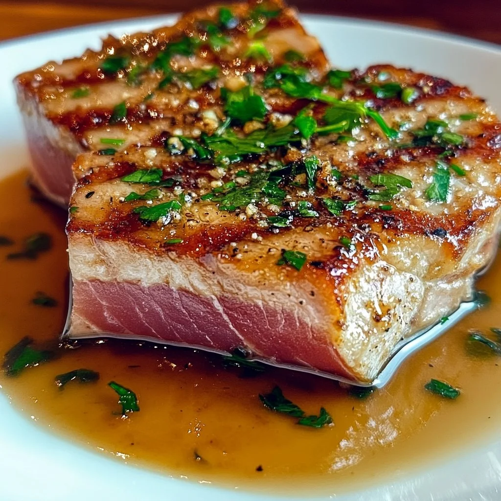 Delicious garlic butter ahi tuna cooked to perfection