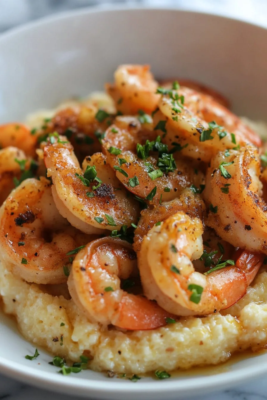 Gouda Grits with Smoky Brown Butter Shrimp