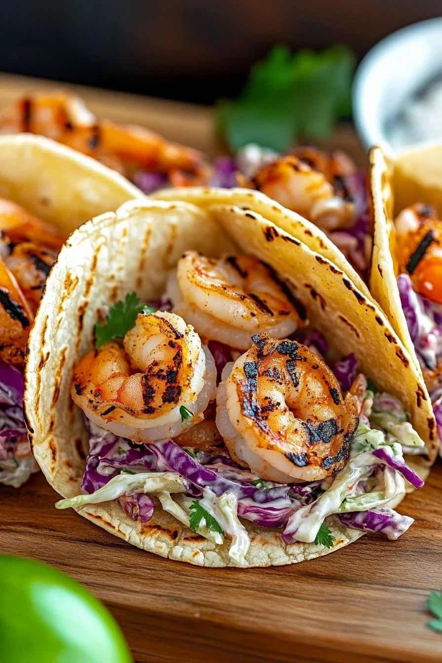Grilled Shrimp Tacos with Cabbage Slaw
