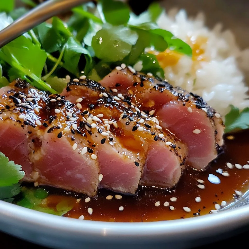 Delicious grilled tuna steak served with fresh vegetables