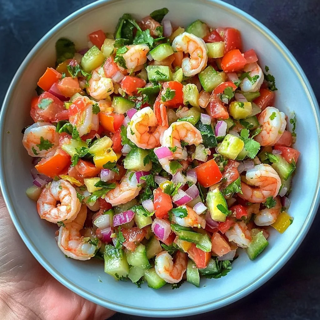 Delicious Keto Shrimp Salad with fresh ingredients on a plate