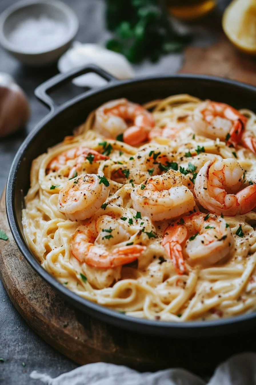 One Pot Shrimp and Crab Alfredo