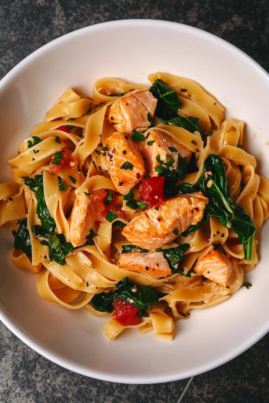 Quick Salmon & Spinach Pasta