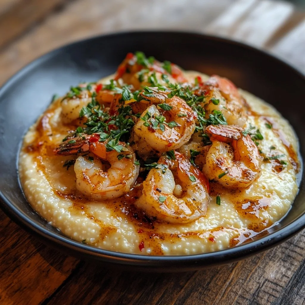 Delicious Red Snapper and Shrimp with creamy Cajun sauce over grits.