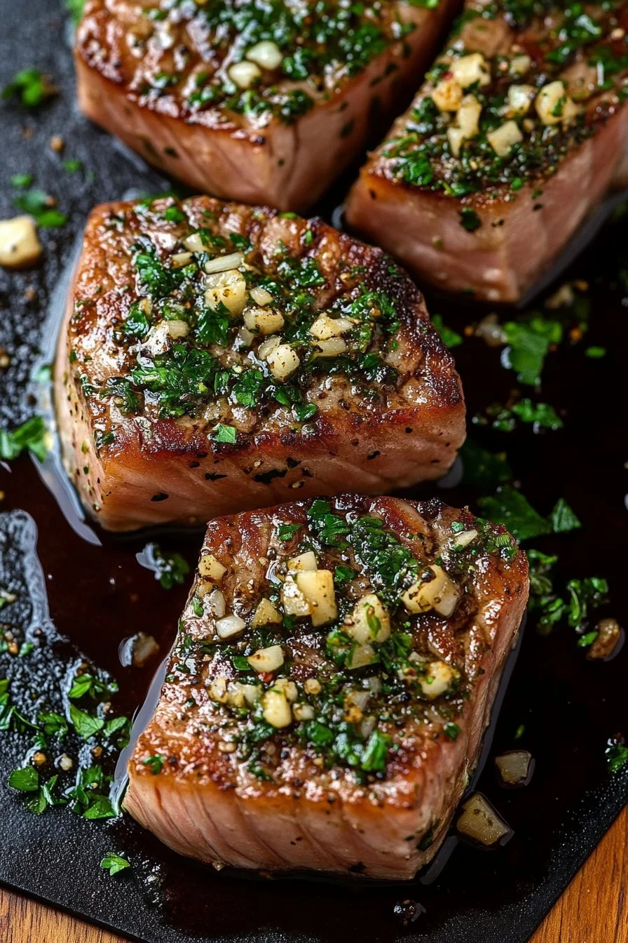 Seared Tuna Steaks with Garlic Herb Butter