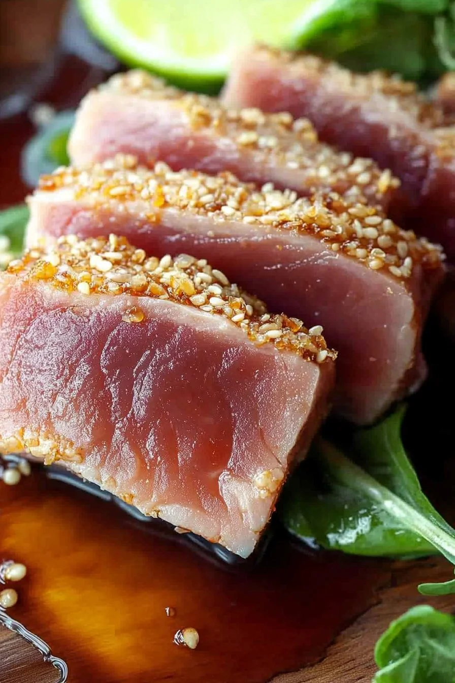 Sesame Crusted Ahi Tuna with Soy Ginger Lime Sauce
