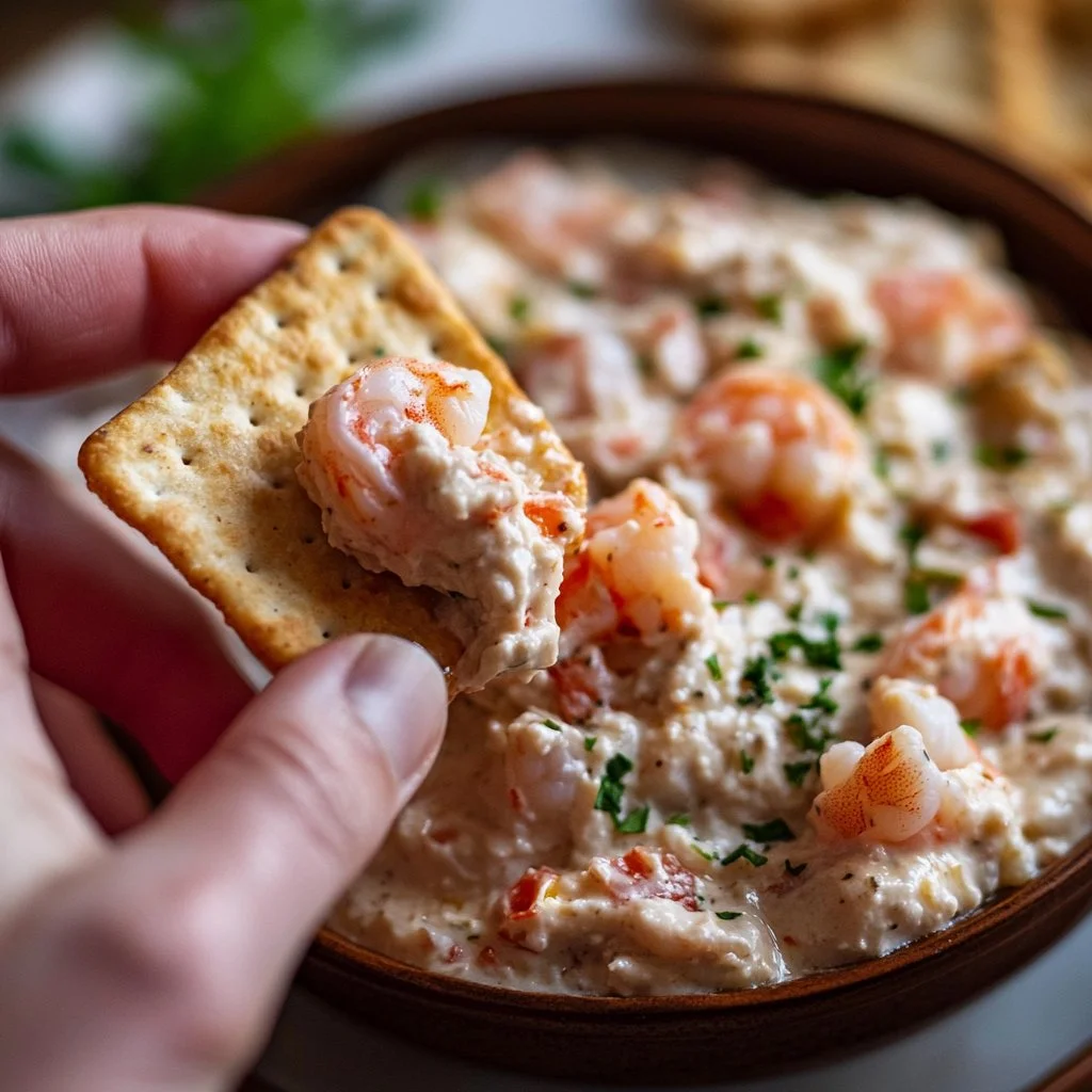 Shrimp butter served on fresh seafood with herbs and spices.