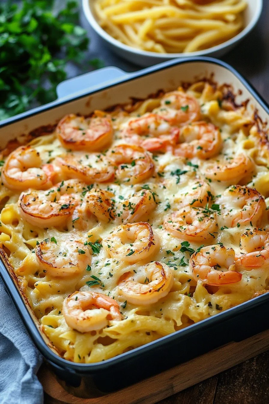Shrimp Scampi Pasta Bake