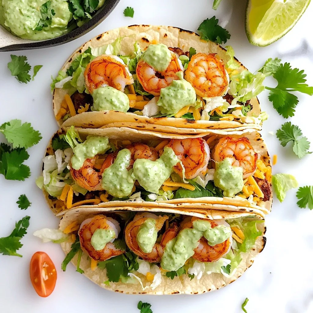Deliciously seasoned shrimp tacos with fresh toppings and vibrant colors