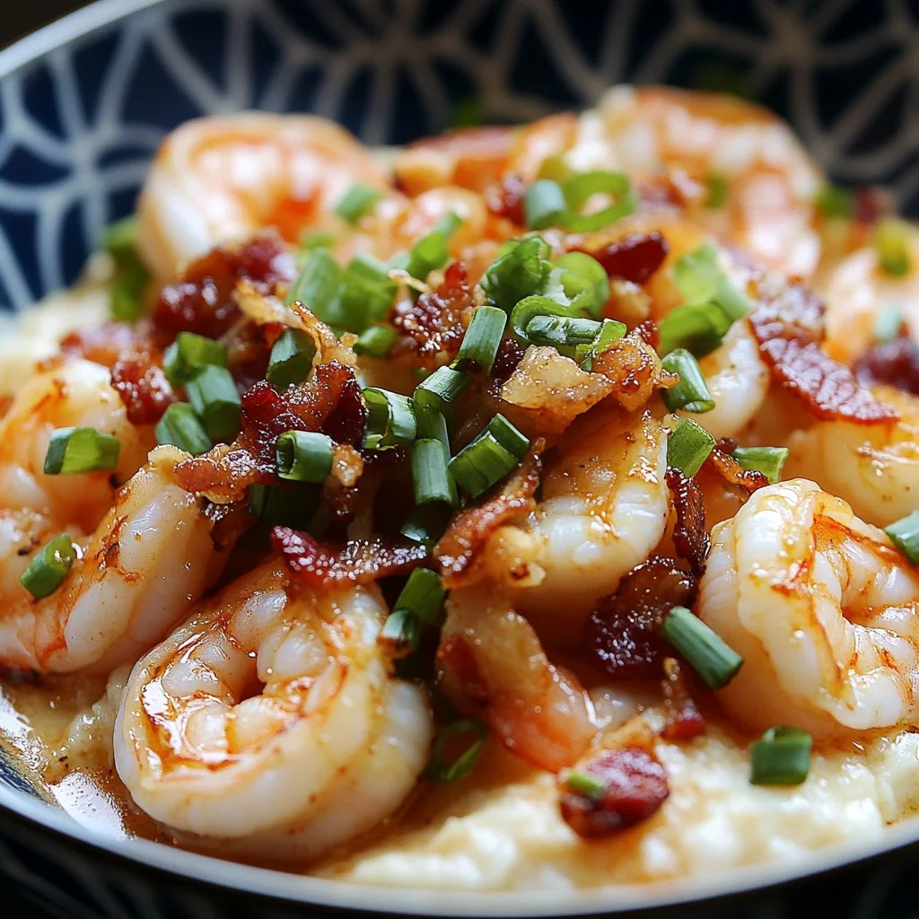 Delicious Shrimp Catfish Grits served in a bowl with garnishes