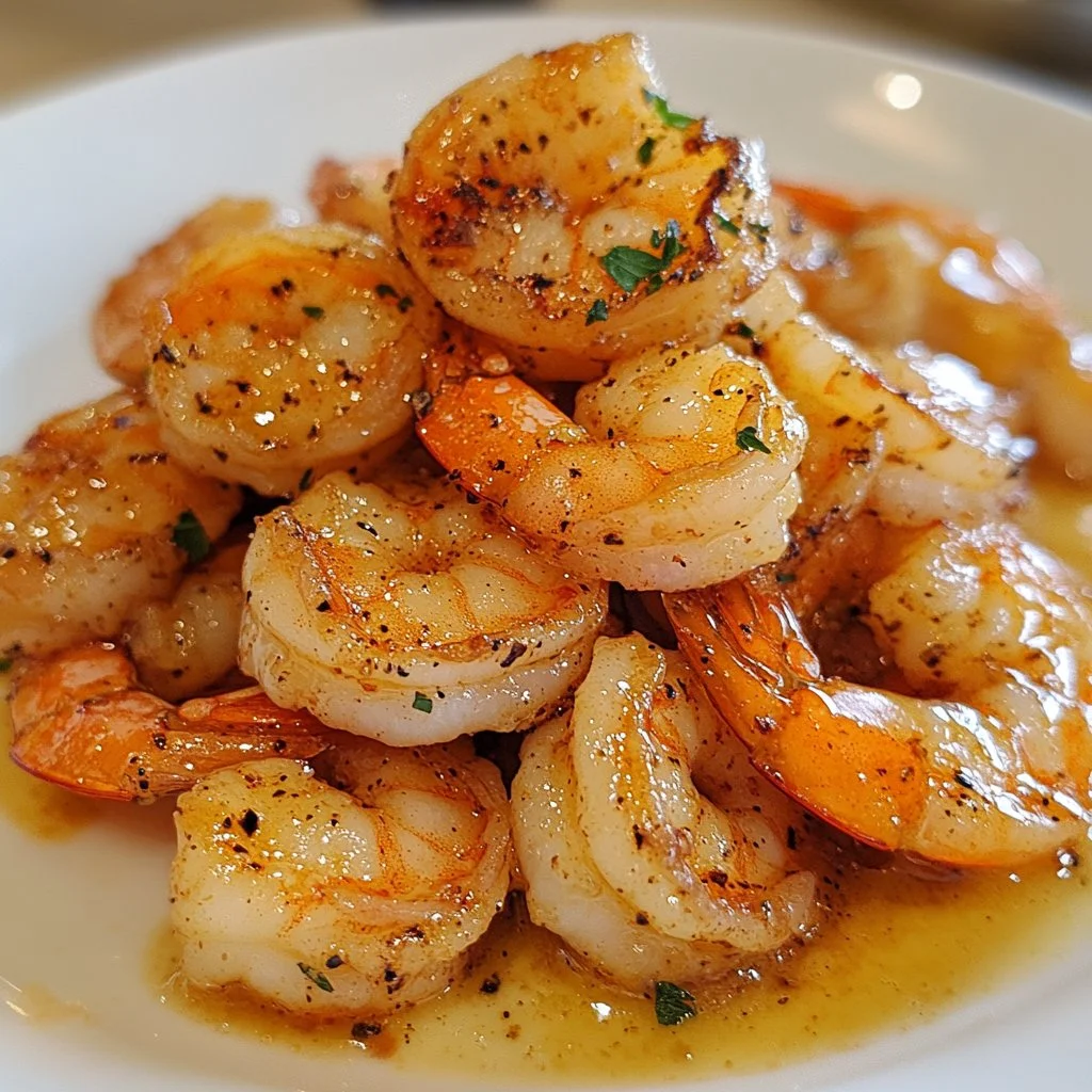 Cooked air fryer frozen shrimp served on a plate with dipping sauce.