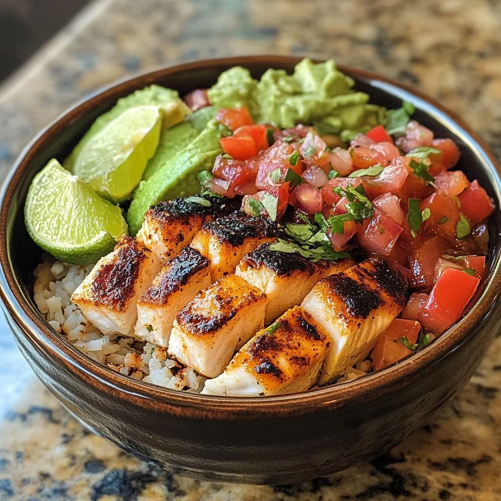 Baja Fish Taco Bowl with fresh ingredients and vibrant toppings