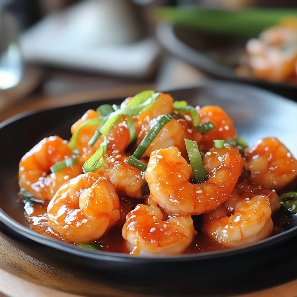 Delicious Bang Bang Shrimp served with a spicy sauce and garnished