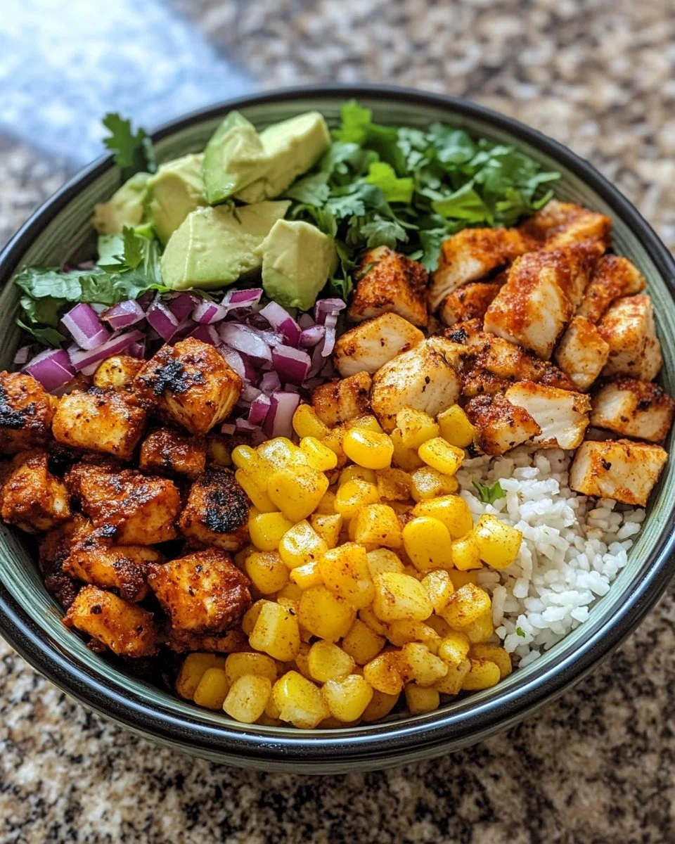Delicious blackened fish taco bowls with fresh toppings and lime