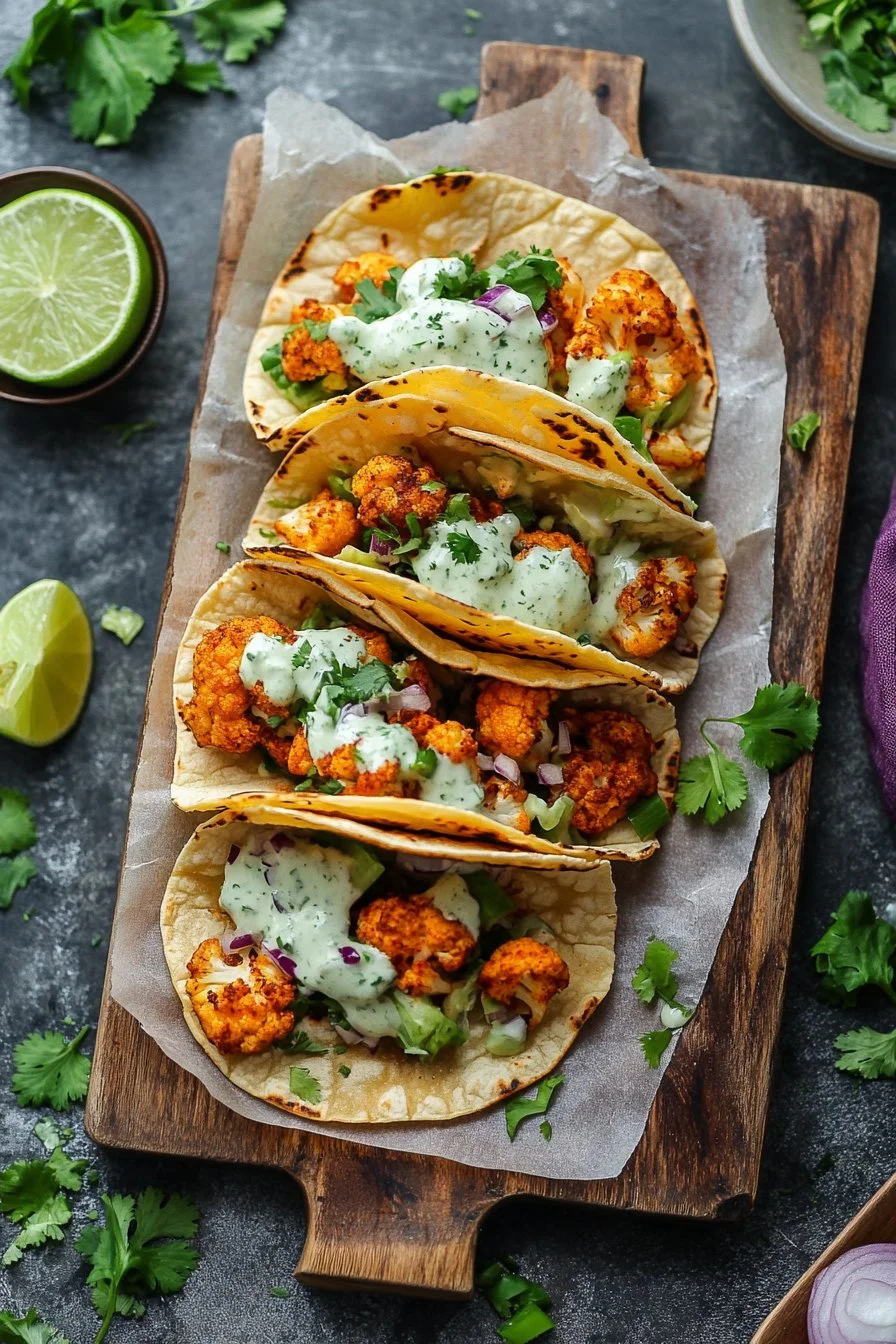 Cauliflower Tacos with Cilantro Lime Cream