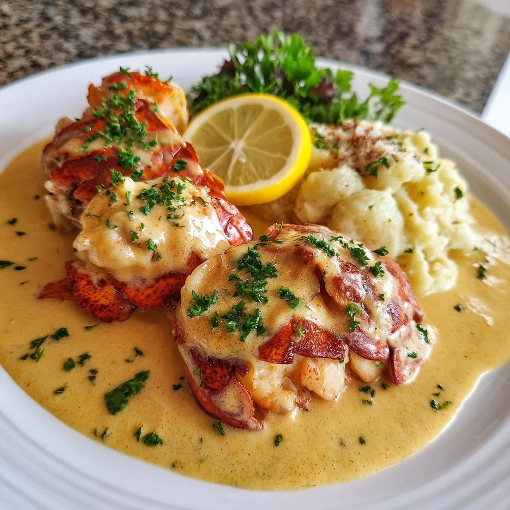 Delicious Classic Lobster Newburg served in a gourmet dish