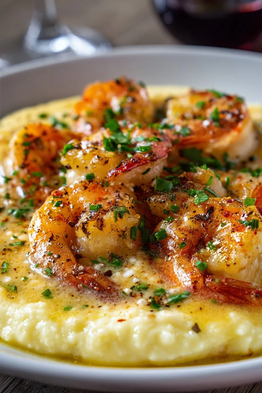 Creamy Garlic Shrimp Over Mashed Potatoes