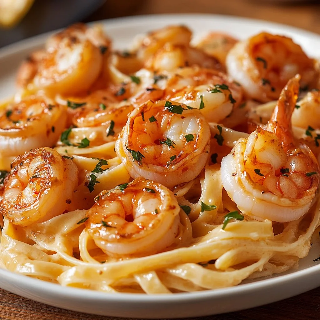 Creamy Marry Me shrimp pasta served in a bowl with fresh herbs.